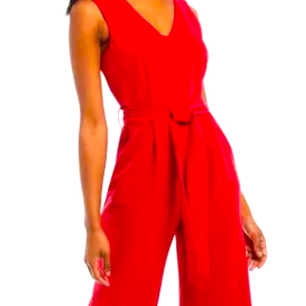VINCE CAMUTO jumpsuit in solid red